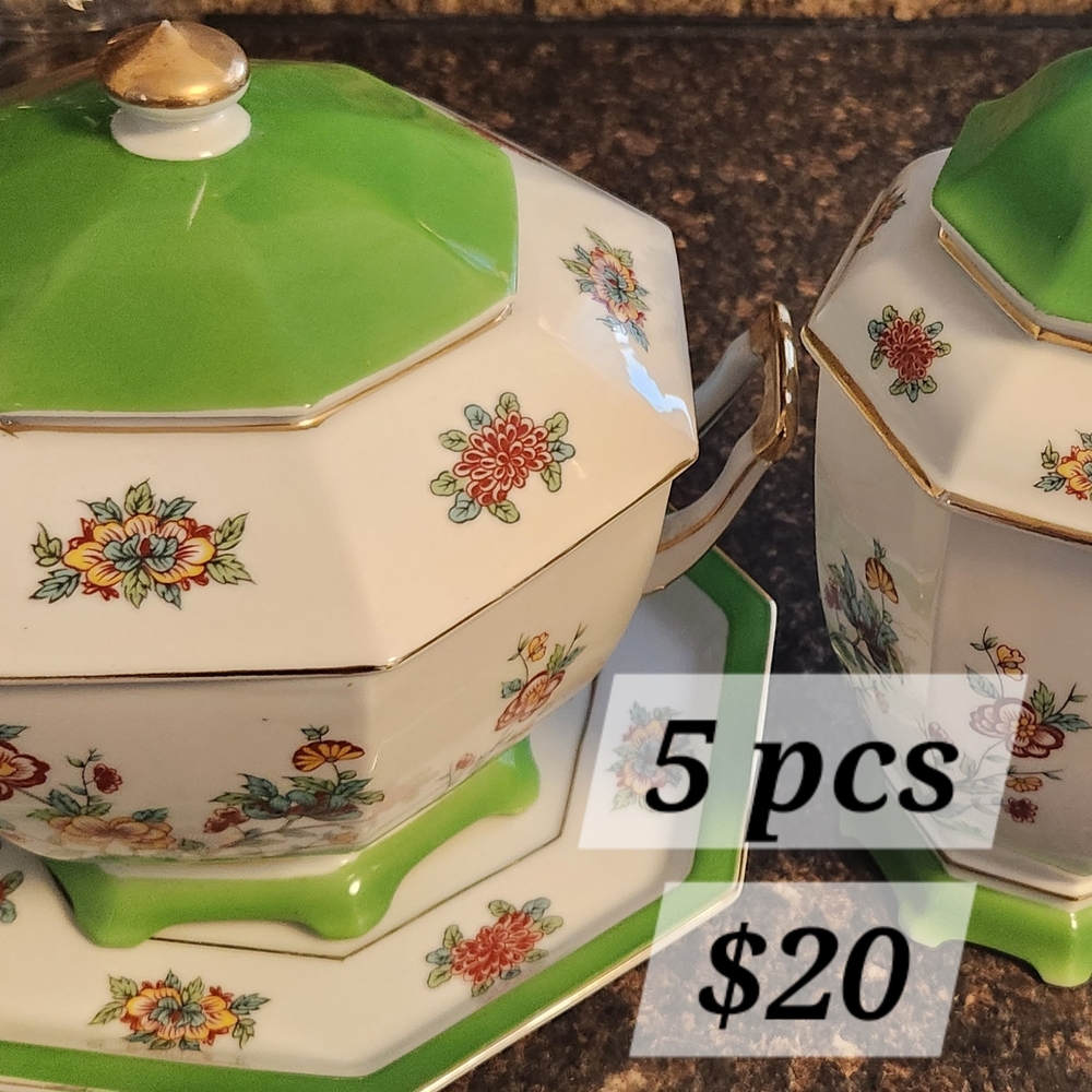 The Great China Wall Green and White Serveware Set